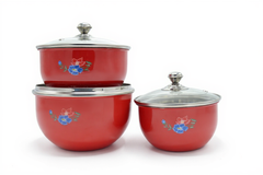 Fancy Steel Serving Bowl Set 3 Pcs
