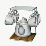 Imported Tea Set kettle + 6 Pcs Tea cups + Tray