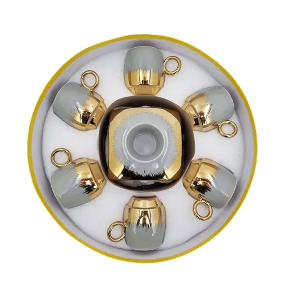 Cup Saucer Gray Gold