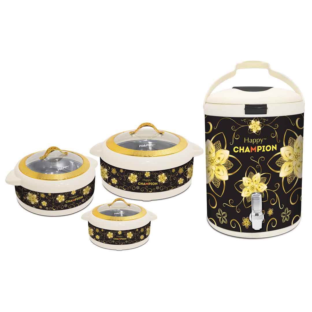 Happy Champion Glass Top 4 Pcs Gift Pack (Black)