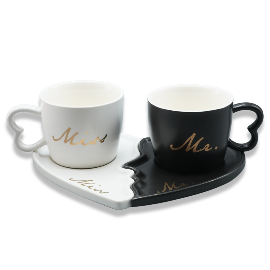 Couple Mug Set with Saucer & Spoon